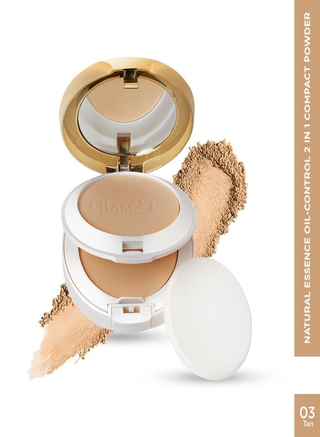 Glam 21 Glam21 Natural Essence Oil-Control 2-in-1 Compact Powder| Long Lasting for Makeup Matte Finish with Vitamin-E| All Skin Type | Tan-03 - Image 2