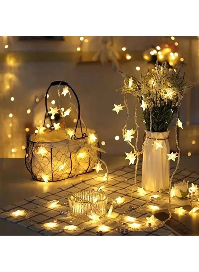سلسلة أضواء النجوم من Magplayer مكونة من 40 مصباح LED تعمل بالبطارية بطول 20 قدمًا وسلك نحاسي مقاوم للماء للاستخدام الداخلي والخارجي والحفلات وحفلات الزفاف والديكورات، أضواء النجوم البيضاء الدافئة. (6 أمتار) - Image 1