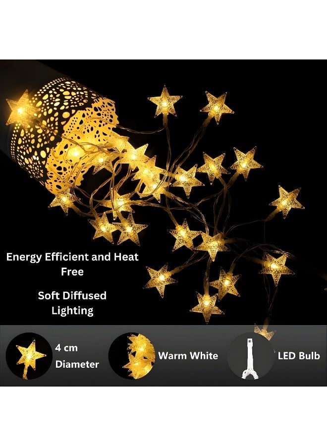 سلسلة أضواء النجوم من Magplayer مكونة من 40 مصباح LED تعمل بالبطارية بطول 20 قدمًا وسلك نحاسي مقاوم للماء للاستخدام الداخلي والخارجي والحفلات وحفلات الزفاف والديكورات، أضواء النجوم البيضاء الدافئة. (6 أمتار) - Image 5