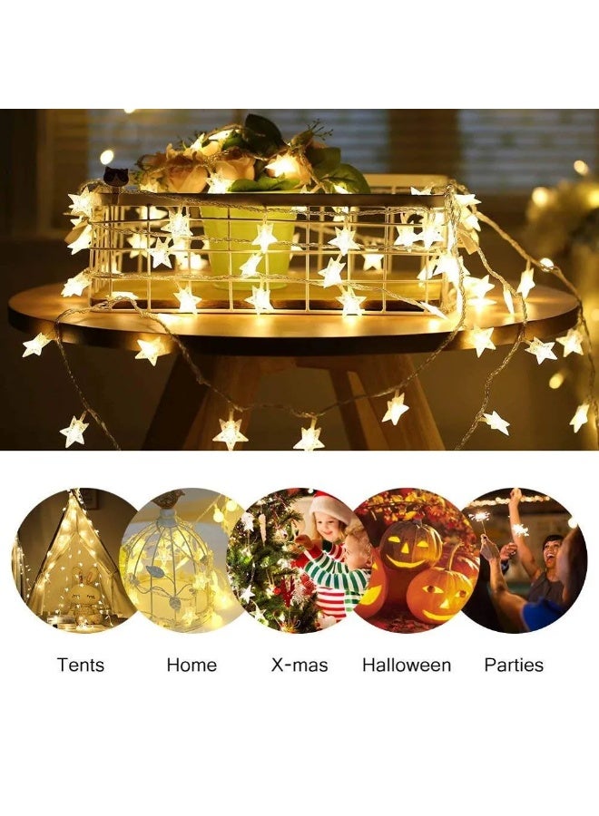 سلسلة أضواء النجوم من Magplayer مكونة من 40 مصباح LED تعمل بالبطارية بطول 20 قدمًا وسلك نحاسي مقاوم للماء للاستخدام الداخلي والخارجي والحفلات وحفلات الزفاف والديكورات، أضواء النجوم البيضاء الدافئة. (6 أمتار) - Image 4