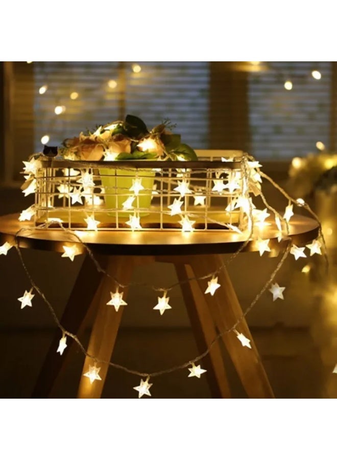 سلسلة أضواء النجوم من Magplayer مكونة من 40 مصباح LED تعمل بالبطارية بطول 20 قدمًا وسلك نحاسي مقاوم للماء للاستخدام الداخلي والخارجي والحفلات وحفلات الزفاف والديكورات، أضواء النجوم البيضاء الدافئة. (6 أمتار) - Image 3