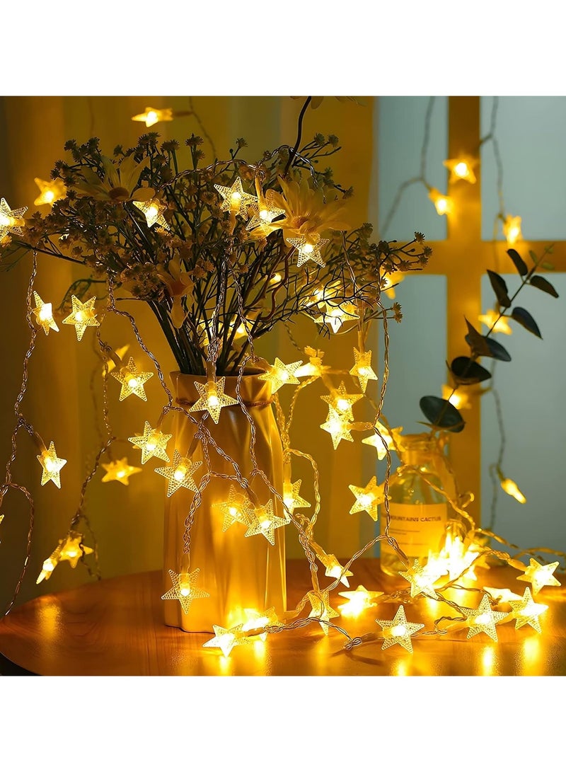 سلسلة أضواء النجوم من Magplayer مكونة من 40 مصباح LED تعمل بالبطارية بطول 20 قدمًا وسلك نحاسي مقاوم للماء للاستخدام الداخلي والخارجي والحفلات وحفلات الزفاف والديكورات، أضواء النجوم البيضاء الدافئة. (6 أمتار) - Image 2