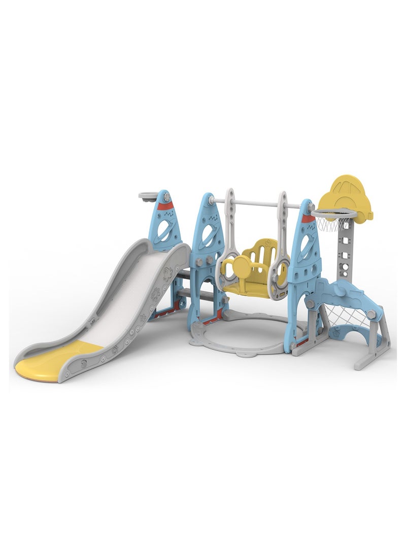 Pokuula - Swing and Slide Set for Age 1-6 Indoor Playground for Children 6 In 1 Baby Swing Set with Slide and Separate Basketball Hoop and ring game,Playground Set - Image 1