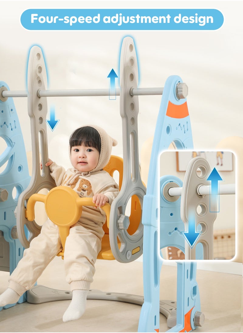 Pokuula - Swing and Slide Set for Age 1-6 Indoor Playground for Children 6 In 1 Baby Swing Set with Slide and Separate Basketball Hoop and ring game,Playground Set - Image 1