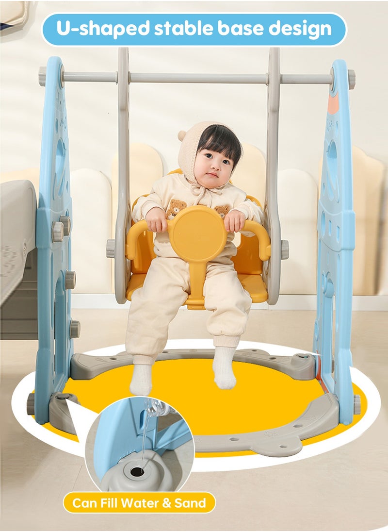 Pokuula - Swing and Slide Set for Age 1-6 Indoor Playground for Children 6 In 1 Baby Swing Set with Slide and Separate Basketball Hoop and ring game,Playground Set - Image 1