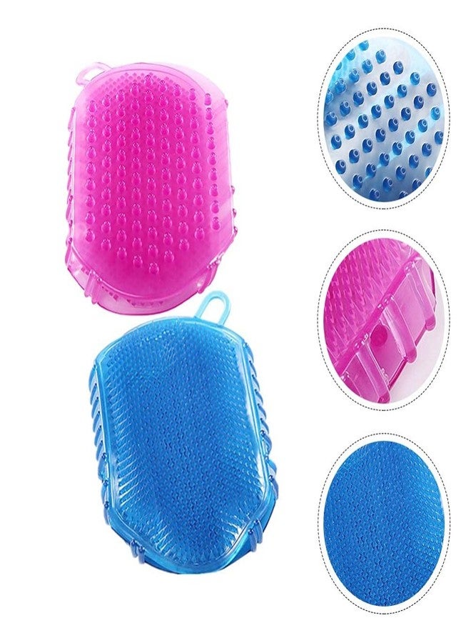 Healifty 2 Pcs Double Sided Brush Silicon Body Scrubbers Bath Scrubbing Gloves Silicone Scrubbers Exfoliating Scrub Practical Massage Spa Gloves PVC Household Shampoo Brush - Image 4