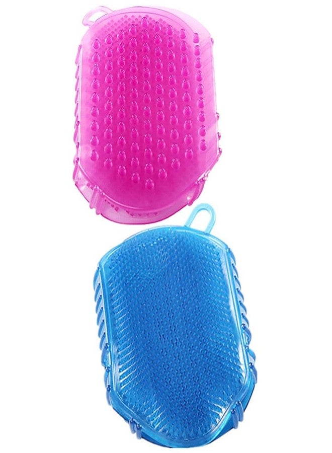 Healifty 2 Pcs Double Sided Brush Silicon Body Scrubbers Bath Scrubbing Gloves Silicone Scrubbers Exfoliating Scrub Practical Massage Spa Gloves PVC Household Shampoo Brush - Image 1