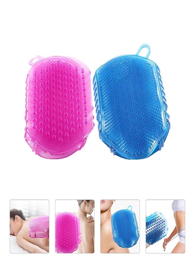 Healifty 2 Pcs Double Sided Brush Silicon Body Scrubbers Bath Scrubbing Gloves Silicone Scrubbers Exfoliating Scrub Practical Massage Spa Gloves PVC Household Shampoo Brush - Image 5