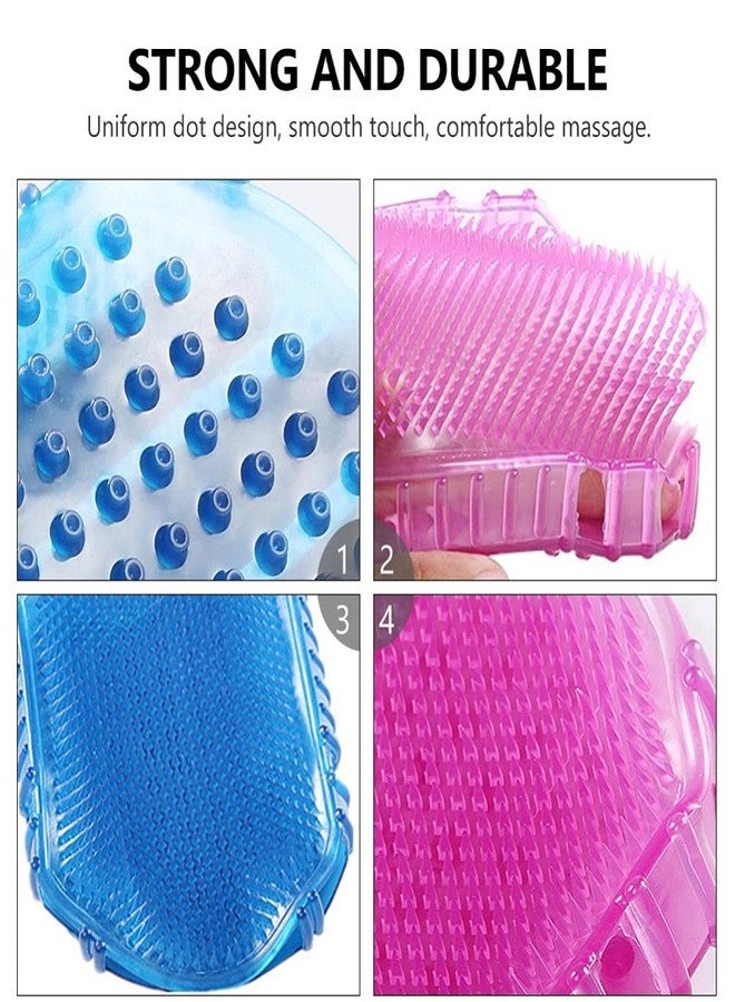 Healifty 2 Pcs Double Sided Brush Silicon Body Scrubbers Bath Scrubbing Gloves Silicone Scrubbers Exfoliating Scrub Practical Massage Spa Gloves PVC Household Shampoo Brush - Image 3
