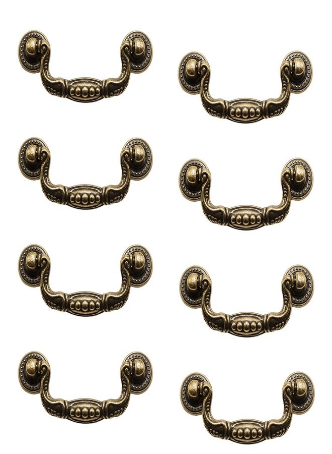 Adyoney 8 Pcs 3 Inch P02 Drop Drawer Handles Antique Bronze Cabinet Handle Drawer Pulls, with Mounting Screws, for Furniture Cupboard Wardrobe Kitchen Door - Image 1