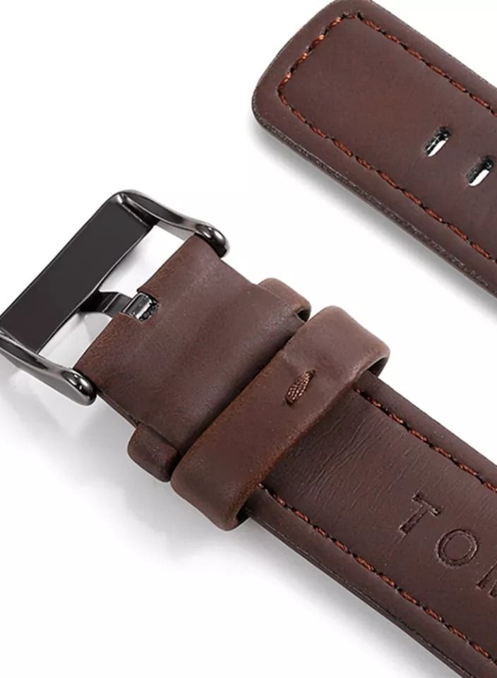 TOMI elegant dark brown leather strap analog watch for men and women, watch face size 42 MM - Image 4