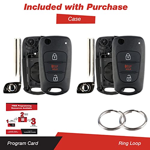 KeylessOption Keyless Entry Remote Uncut Blank Flip Car Key Blade Fob Shell Case Outer Cover for Kia (Pack of 2) - Image 3