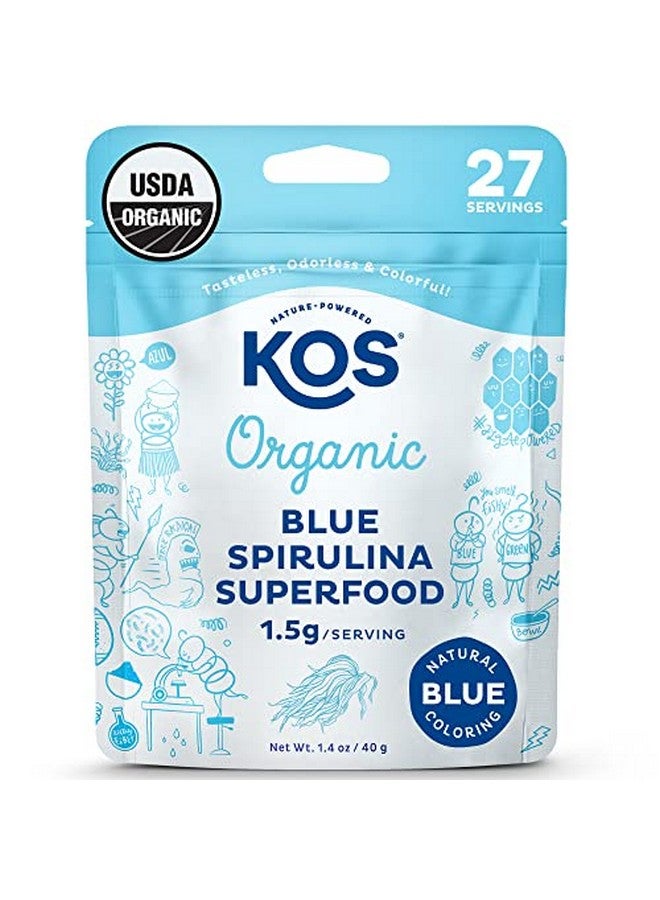 KOS Usda Organic Blue Spirulina Powder Phycocyanin Vegan Algae Superfood Natural Food Coloring For Smoothies & Protein Drinks Plant Based Non Gmo 27 Servings - Image 1