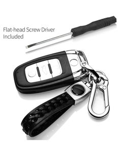 Generic Leather Logo Keychain for Mercedes-Benz Car and Metal Chain Keyring - Black  - Image 4