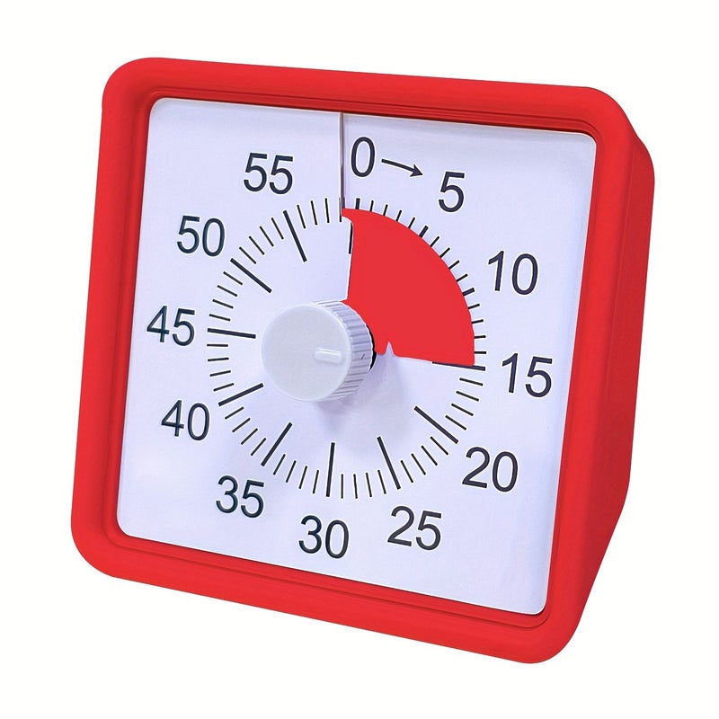 Red Silent Movement 60 Minute Timer Visible Countdown Timer for Children Adults Office Meetings Exams Kitchen Use - Image 1