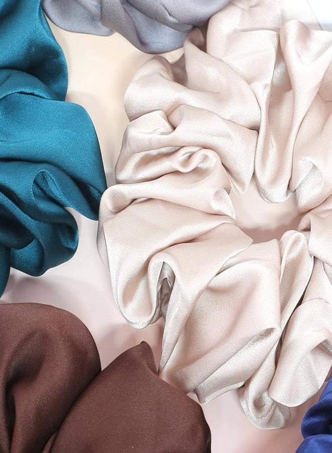 CHIROGRAPHY 6 Pcs Luxury Big Scrunchies for Women Thick Hair, Premium Satin Softer than Silk, XL 6 Inch Extra Large Scrunchy Elastic Hair Bands Accessories, 6 Pack, Multi - Image 5