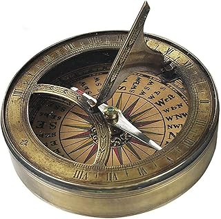 THOR INSTRUMENTS THOR INSTRUMENTS Antique Bronze Finish 18th Century Sundial & Compass Rustic Vintage Home Decor Gifts  - Image 1