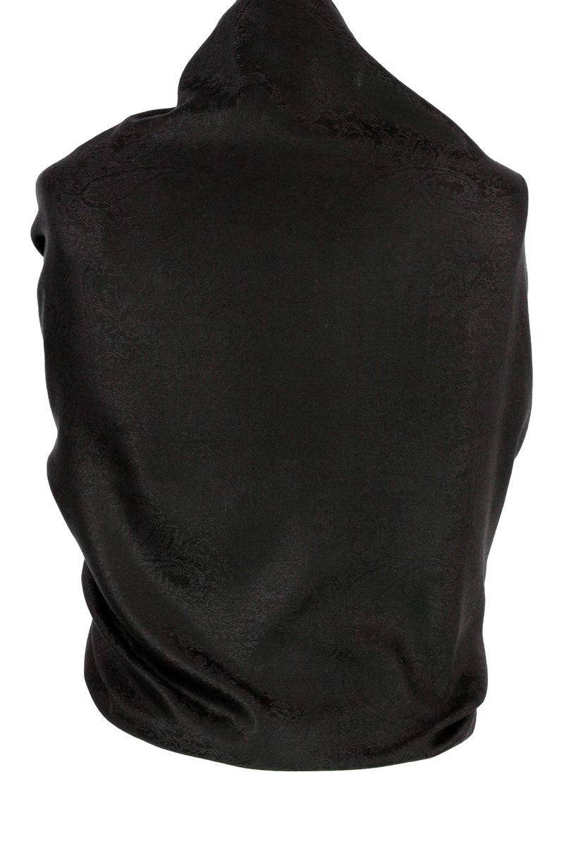 Sakkas Two Tone Vintage Jacquard Paisley Pashmina Shawl Wrap Scarf Stole - Black - Image 1