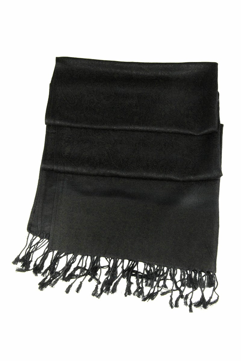 Sakkas Two Tone Vintage Jacquard Paisley Pashmina Shawl Wrap Scarf Stole - Black - Image 2