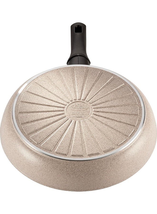 BALLARINI Ledro Frying Pan 24 cm Aluminium Induction Ceramic Non-Stick Coating Thermopoint Made in Italy Beige - Image 3