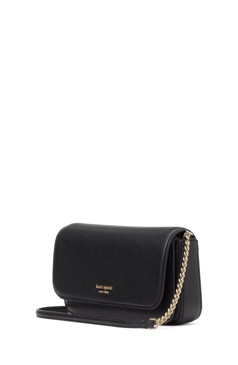 Kate Spade New York محفظة كيت سبيد نيويورك آفا من الجلد المدبوغ بسلسلة قابلة للطي، سوداء - Image 2