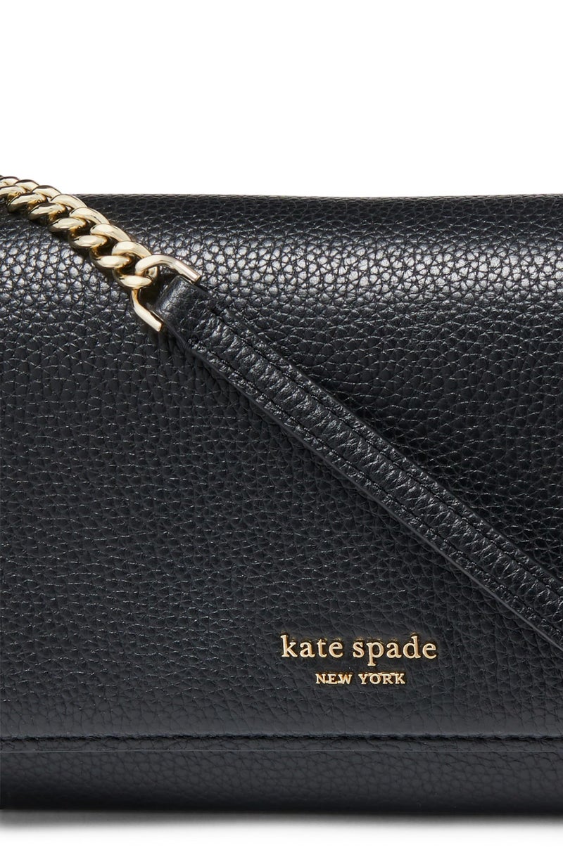Kate Spade New York محفظة كيت سبيد نيويورك آفا من الجلد المدبوغ بسلسلة قابلة للطي، سوداء - Image 5