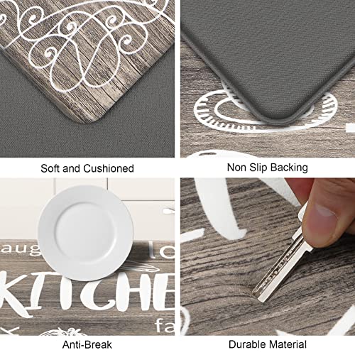 HEBE Kitchen Mats for Floor Set of 2 Thick Anti Fatigue Mat for Cushioned, Waterproof Non-Slip Rugs Comfort Standing Chef Mat for Kitchen Sink, Laundry Room, Farmhouse Home Decor, Brown - Image 3