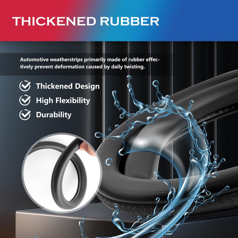 VKQTS 2PCS 2.62Ft Adjustable Automotive Weather Stripping Door Seal,Open-end Car Door Weather Stripping with Upgraded U-Shaped Fixing Steel Strip & Bayonet,Thickened Car Rubber Edge Trim - Image 3