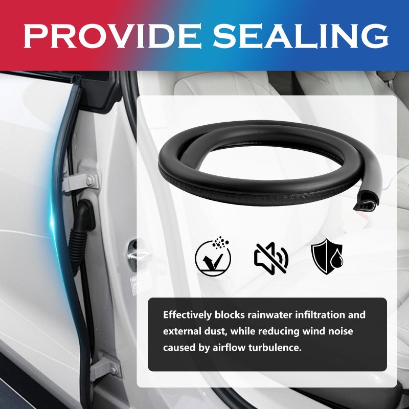 VKQTS 2PCS 2.62Ft Adjustable Automotive Weather Stripping Door Seal,Open-end Car Door Weather Stripping with Upgraded U-Shaped Fixing Steel Strip & Bayonet,Thickened Car Rubber Edge Trim - Image 5