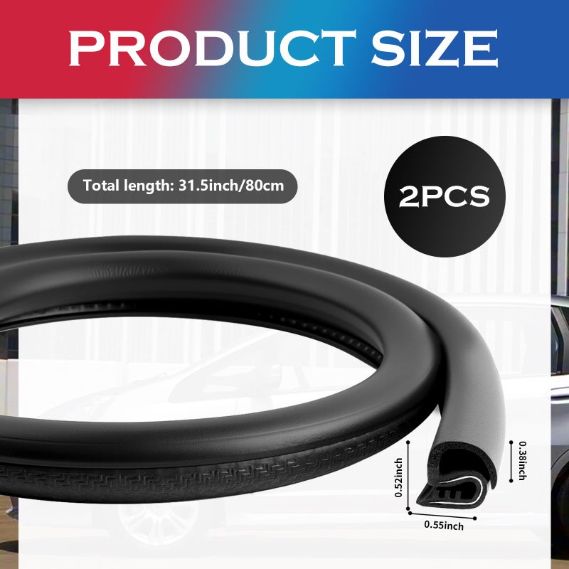 VKQTS 2PCS 2.62Ft Adjustable Automotive Weather Stripping Door Seal,Open-end Car Door Weather Stripping with Upgraded U-Shaped Fixing Steel Strip & Bayonet,Thickened Car Rubber Edge Trim - Image 2