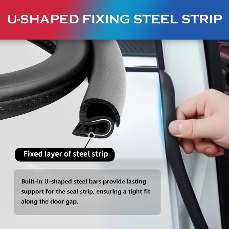VKQTS 2PCS 2.62Ft Adjustable Automotive Weather Stripping Door Seal,Open-end Car Door Weather Stripping with Upgraded U-Shaped Fixing Steel Strip & Bayonet,Thickened Car Rubber Edge Trim - Image 4