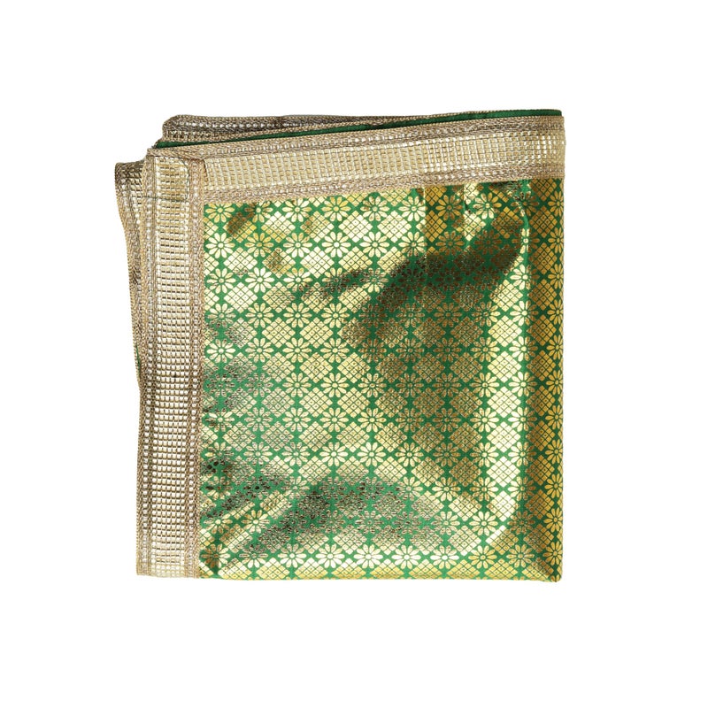 Decorative Backdrop Puja Cloth Chunari Size 40 Inches x 18 Inches Chunni Puja Festival New year Gifts Decoration Chunr MATA Ki Chunri for Statue Chowki Aasan Mat Posters FrameGreen