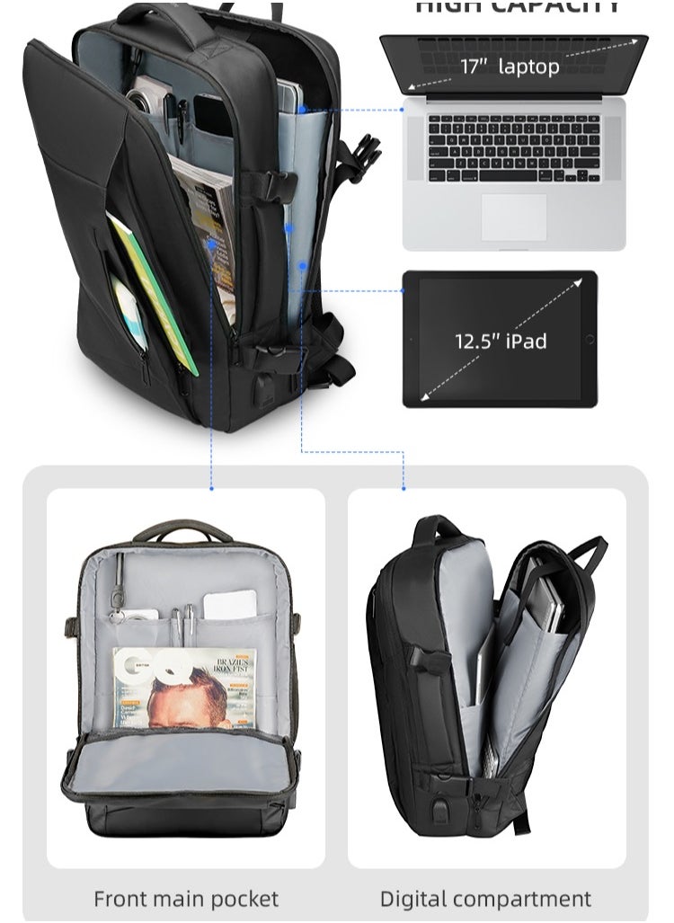 MARK RYDEN - MARK RYDEN 9299 Black Casual Laptop Backpack Fits for 17.3 Laptop with USB port - Image 1
