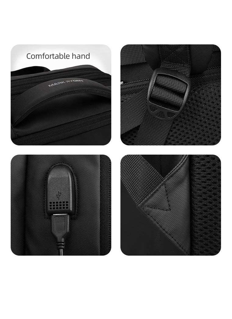 MARK RYDEN - MARK RYDEN 9299 Black Casual Laptop Backpack Fits for 17.3 Laptop with USB port - Image 1