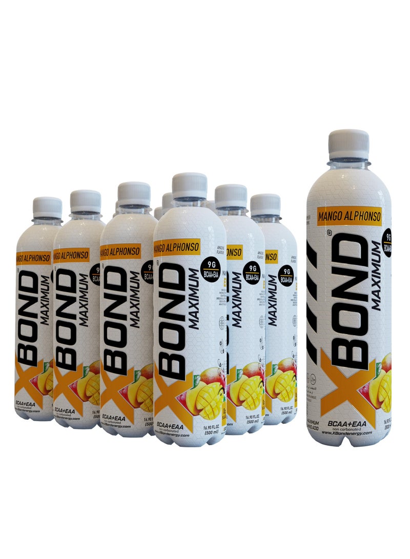 Xbond Energy X-BOND 9g BCAA + EAA Mango Alphonso Maximum Recovery Non Carbonated Drink Maximum Amino Drink Electrolytes Drink 16 fl oz 500 ml Sugar Free 34 Calories 60 Mg - Image 1