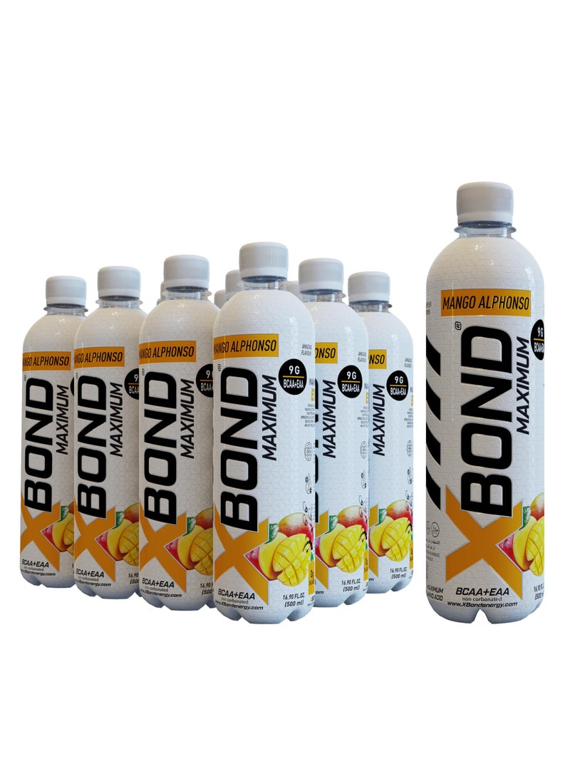 Xbond Energy - X-BOND 9g BCAA + EAA Mango Alphonso Maximum Recovery Non Carbonated Drink Maximum Amino Drink Electrolytes Drink 16 fl oz 500 ml Sugar Free 34 Calories 60 Mg - Image 1