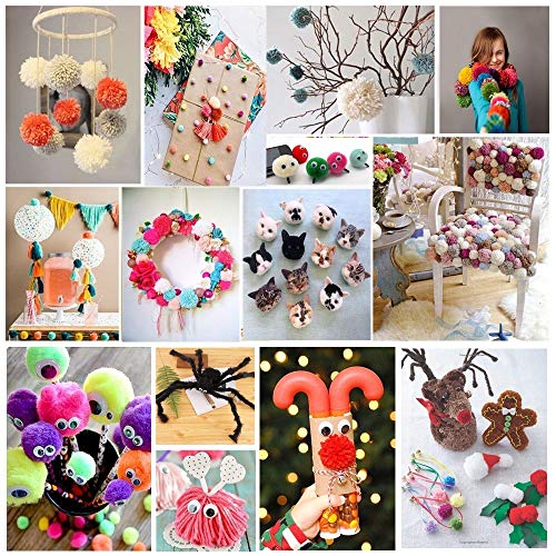 RRigo Pom Pom Maker, 4 Sizes Pompom Maker Tool Set for Fluff Ball Weave DIY Wool Yarn Knitting Craft Project for Kids and Adult +10PS Knitting Stitch Markers+10PS Plastic Needles+1PS Scissors - Image 3
