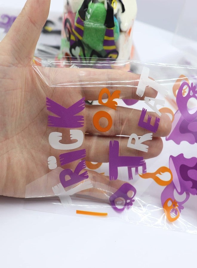 VEYLIN 120Pcs Halloween Cellophane Treat Bags, Trick-or-Treat Clear Candy Bags for Halloween Party Supplies - Image 3