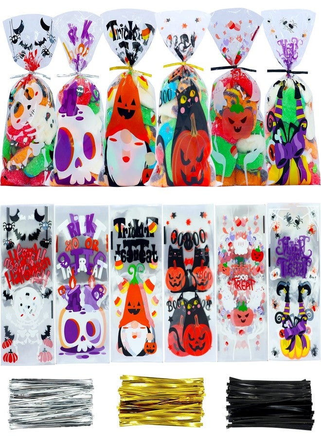 VEYLIN 120Pcs Halloween Cellophane Treat Bags, Trick-or-Treat Clear Candy Bags for Halloween Party Supplies - Image 1