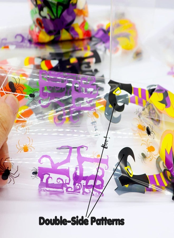 VEYLIN 120Pcs Halloween Cellophane Treat Bags, Trick-or-Treat Clear Candy Bags for Halloween Party Supplies - Image 4