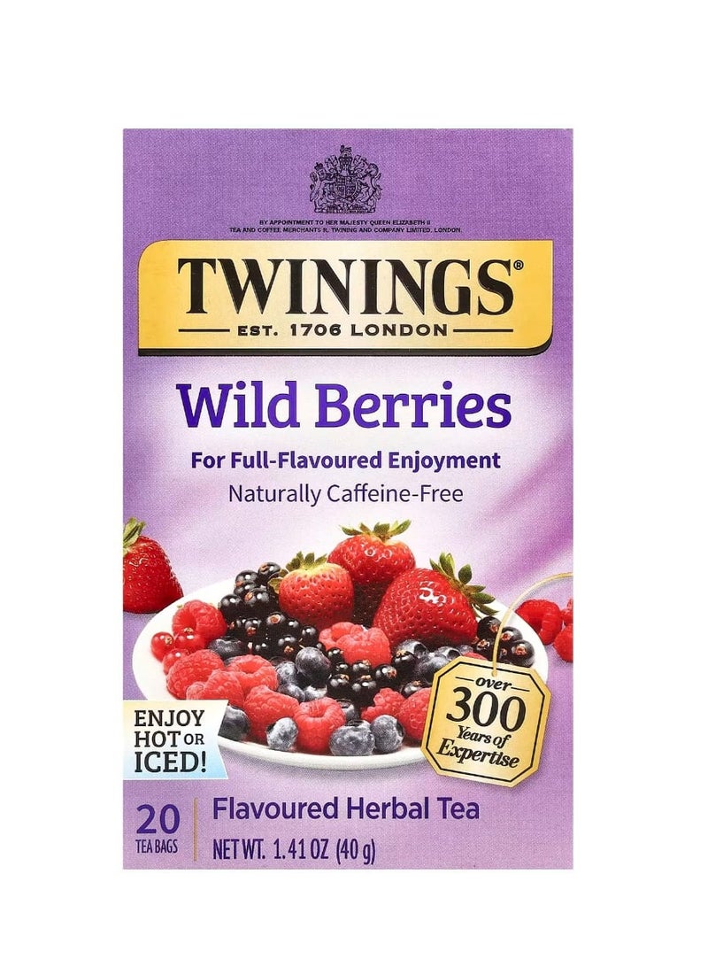 Twinings Flavored Herbal Tea Wild Berries Caffeine Free 20 Tea Bags 1.41 oz (40 g) - Image 2