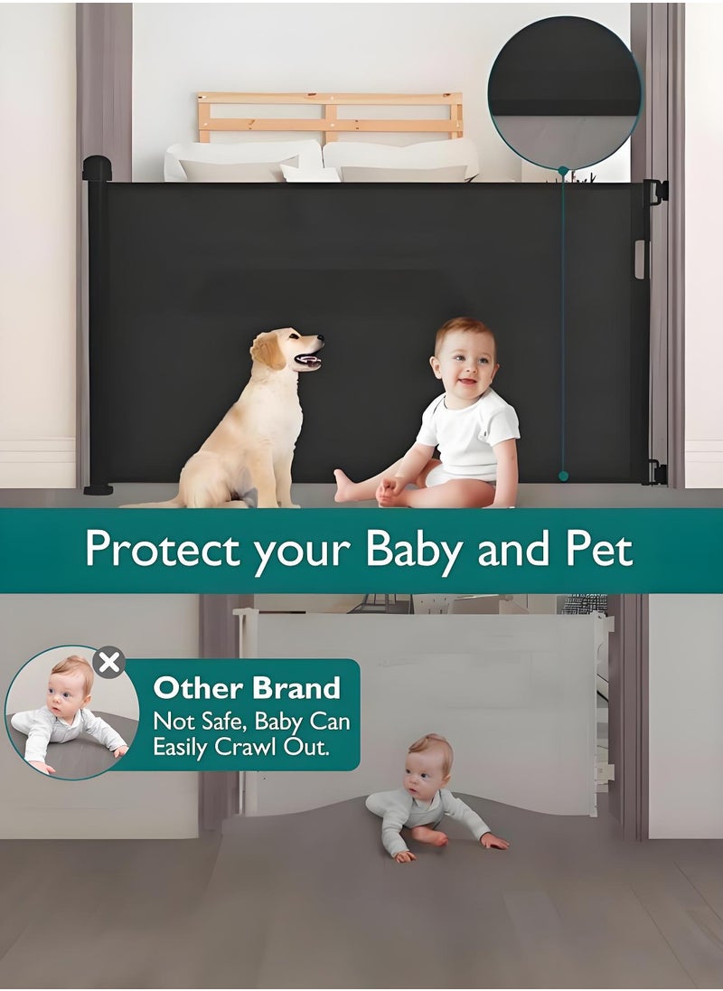 XiuWoo Retractable Baby Gate, Safety Gate for Babies and Pets Dog Gate Mesh Baby Gate for doorways, Stairs 1.4m  - Image 2