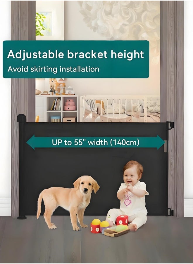 XiuWoo Retractable Baby Gate, Safety Gate for Babies and Pets Dog Gate Mesh Baby Gate for doorways, Stairs 1.4m  - Image 3