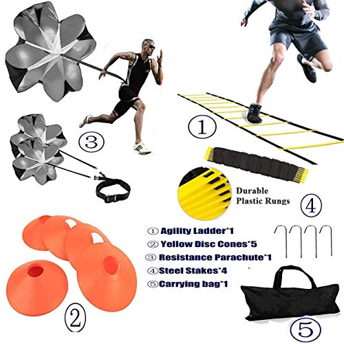 XINXIANG Agility Ladder, Speed Training, Soccer Agility Speed Training Equipment, 20ft Agility Ladder, 6 Soccer Cones, Running Parachute, Basketball Football Soccer Training Equipment for Kids, Youth, Adults - Image 2