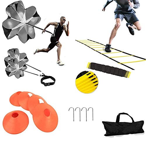 XINXIANG Agility Ladder, Speed Training, Soccer Agility Speed Training Equipment, 20ft Agility Ladder, 6 Soccer Cones, Running Parachute, Basketball Football Soccer Training Equipment for Kids, Youth, Adults - Image 1