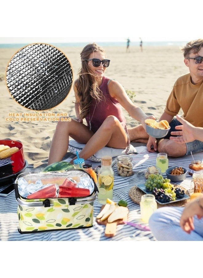 حقيبة نزهة حرارية معزولة قابلة للطي – 35 لتر | حقيبة تسوق كبيرة محمولة، مع سحاب، مثالية للنزهات والسفر والتخييم والأنشطة الخارجية - Image 4