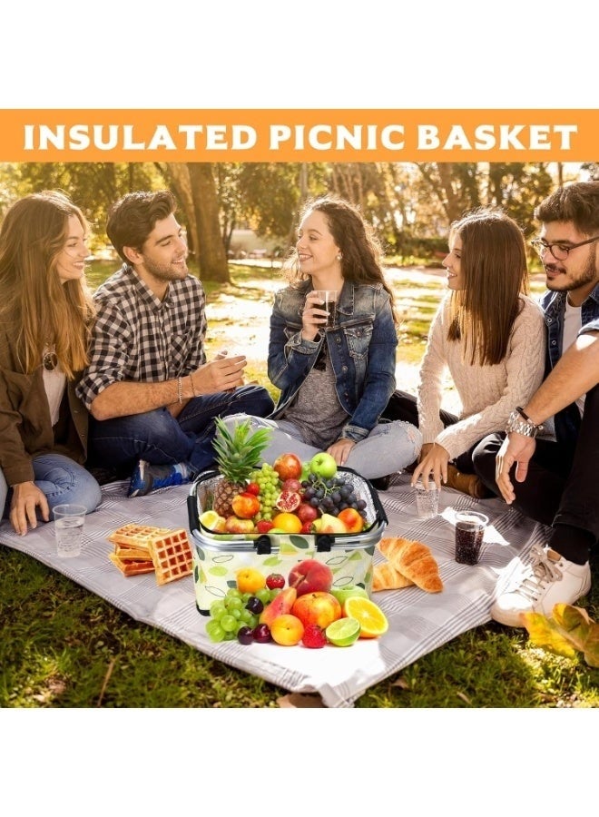 حقيبة نزهة حرارية معزولة قابلة للطي – 35 لتر | حقيبة تسوق كبيرة محمولة، مع سحاب، مثالية للنزهات والسفر والتخييم والأنشطة الخارجية - Image 2