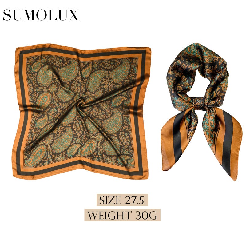 Sumolux Head Hair Scarf for Women Like Satin Silk Scarf Bandana Hair Wrapping Night Large Square Scarves 27.5" - Image 2