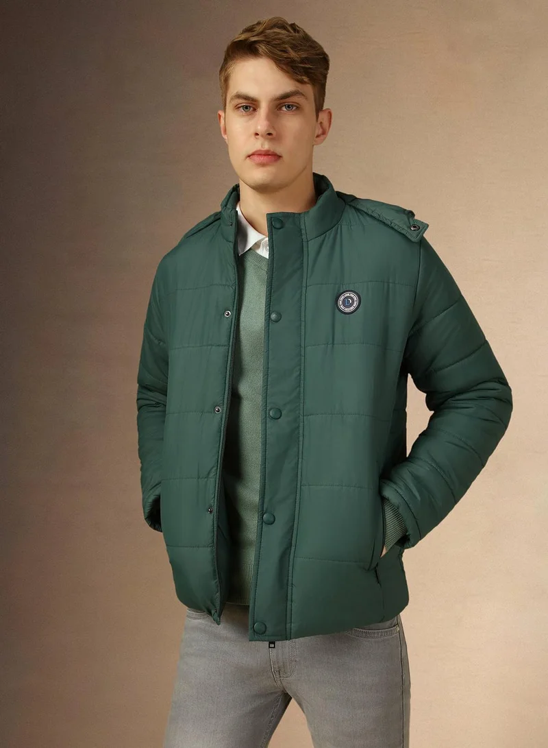 Dennis Lingo Men's Teal 100% Polyester Solid Padded Regular Fit Jacket