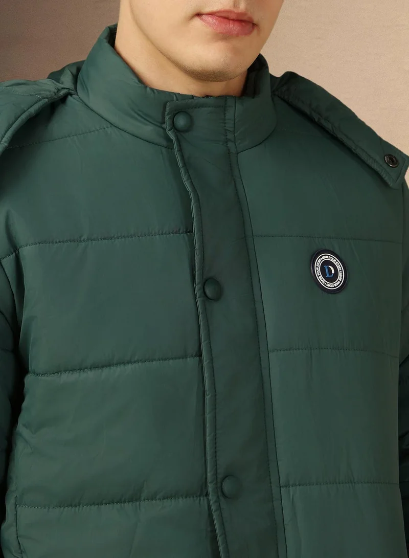 Dennis Lingo Men's Teal 100% Polyester Solid Padded Regular Fit Jacket